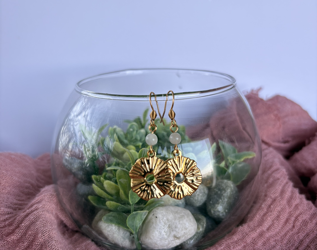 Boucles d’oreilles acier inoxydable doré « Solar »