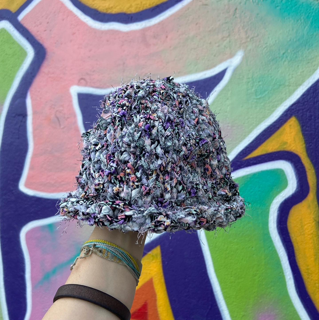 Floral/Black Fabric Yarn cap