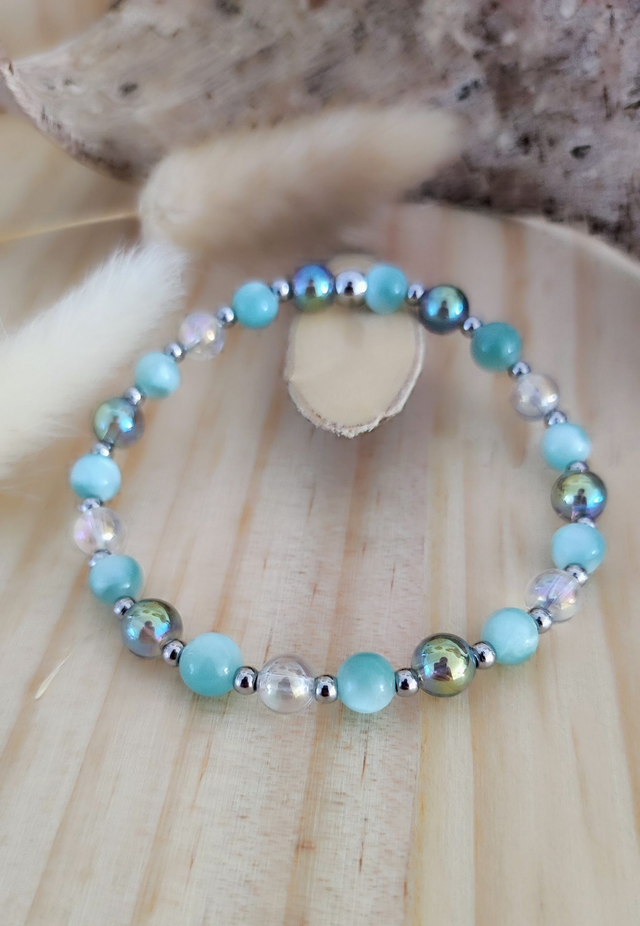 Bracelet "Énergie Féminine" Garniérite et Cristal Aura