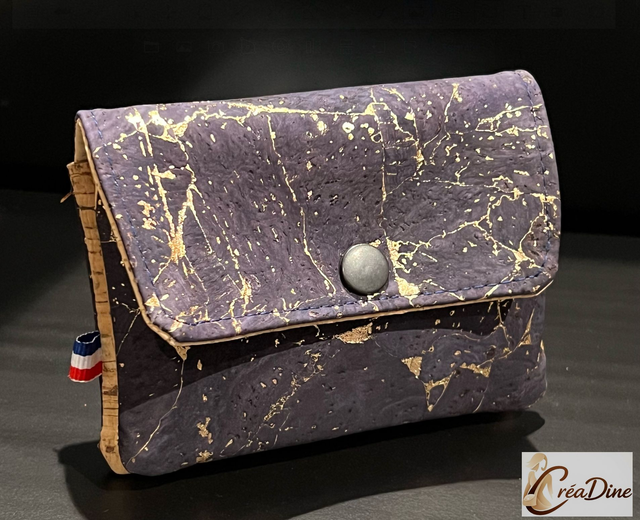 Porte monnaie double compartiment Grévin « bleu nuit doré »