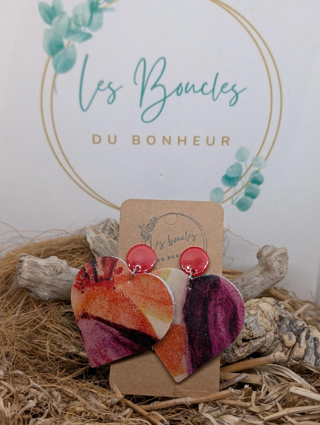 Boucles d&#039;oreilles Coeur ❤️ multicolore dc008