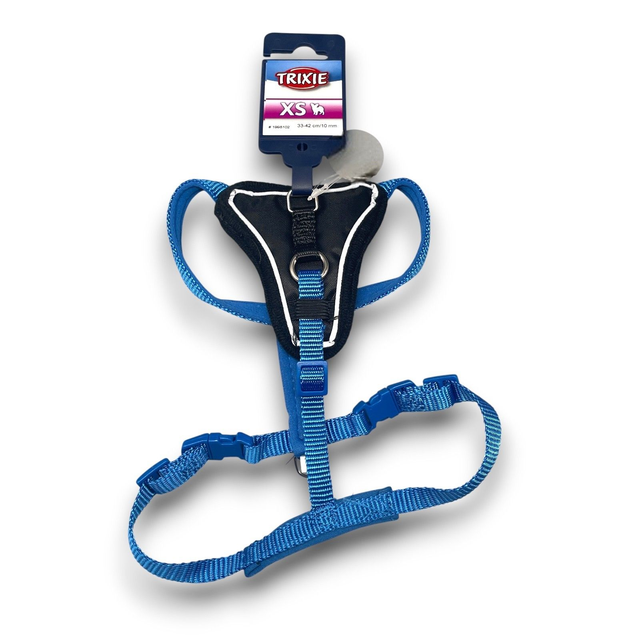 Trixie Hundegeschirr Y klein Größe XS blau schwarz gepolstert 33-42 cm