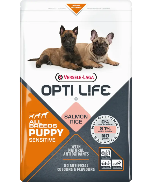 Opti Life Puppy Sensitive su lašiša ir ryžiais