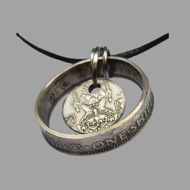 Coin ring pendant from One Shilling coin      