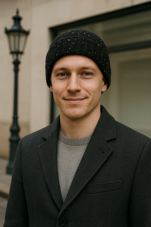 Mike - Bonnet laine tweed noir - taille unique 