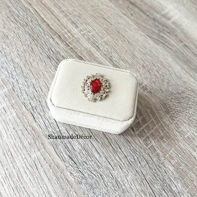 Red Rhinestone Velvet Ring/Jewellery Box