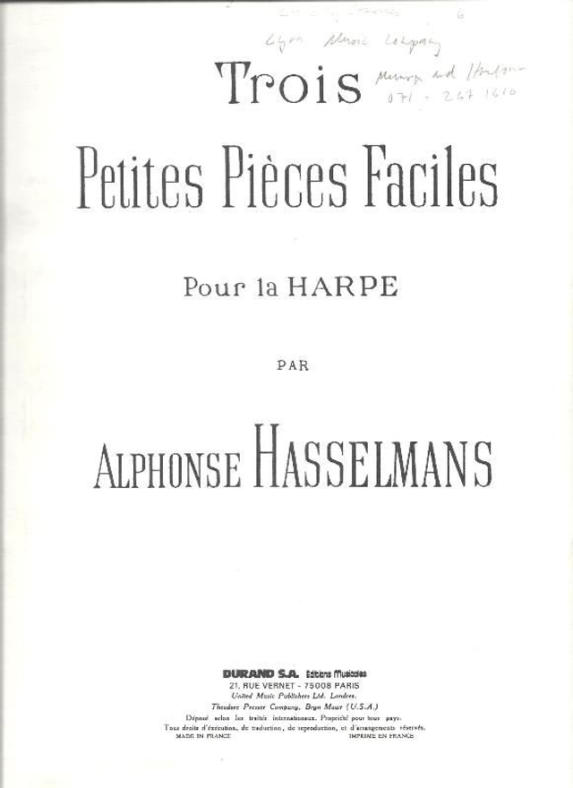Trois Petites Pieces Faciles pour La Harpe par Alphonse Hasselmans