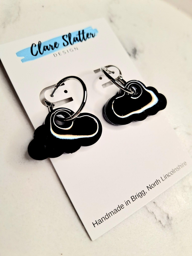Black Cloud hoop earrings