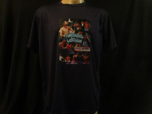 Michael 'The Look' Lomax ABA Champion Prizefighter 3 Boxer Picture T-Shirt (Blue Bubble) ADULT 100% Polyester Crew Neck NAVY BLUE (X-Large) Top