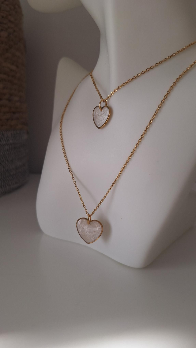 Colliers coeurs duo Mère/Fille blancs