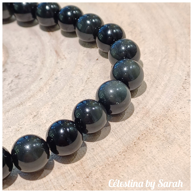 Bracelet Obsidienne Oeil Céleste 8mm Taille Homme