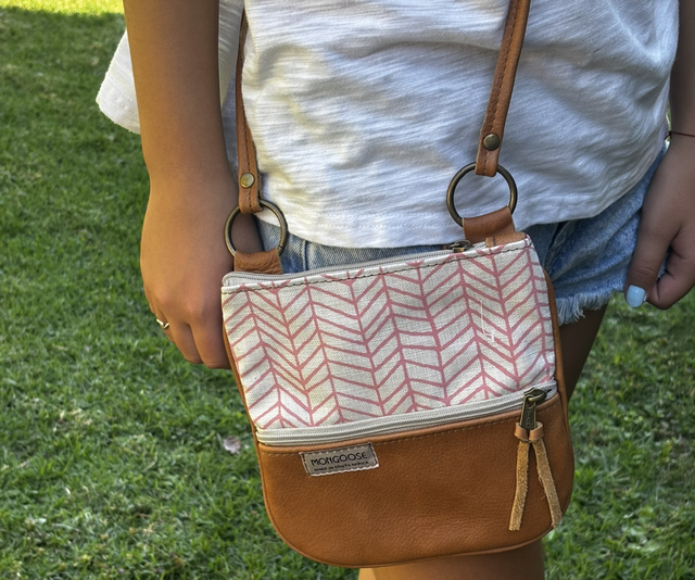 Kiki Leather Fishbone Dusty Pink/Natural