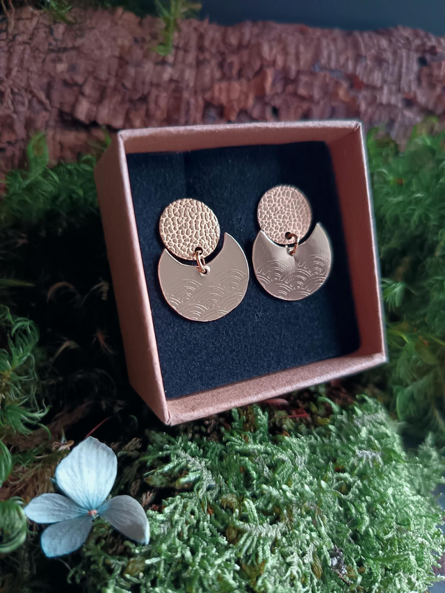 Boucles d'oreilles - puces - vague - Seigaiha - laiton - La&Titia 