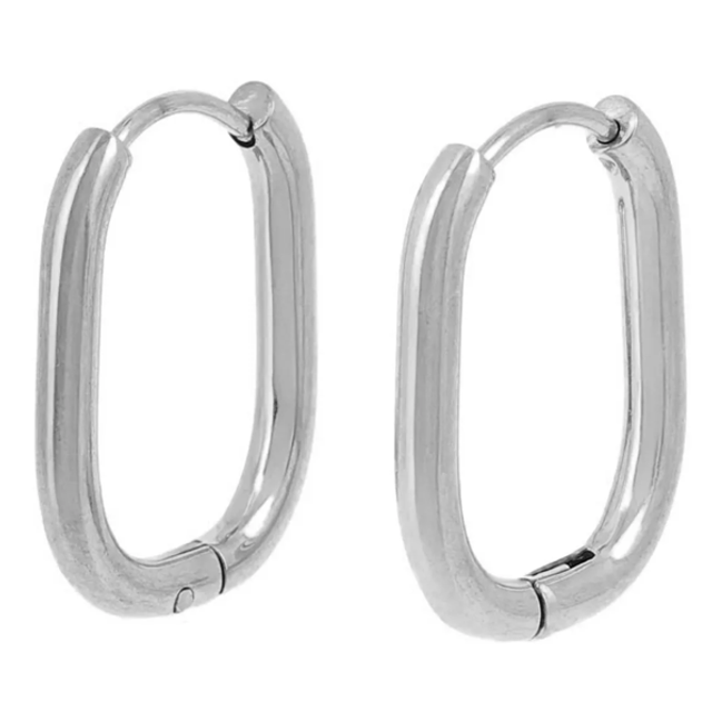 Créoles ovales acier inoxydable x2