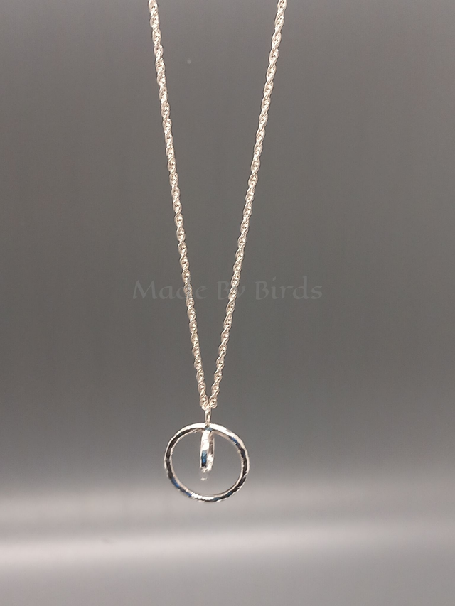 Ring Within A Ring Silver Pendant Necklace 