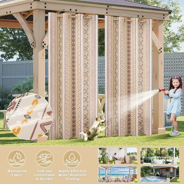  Outdoor Patio Waterproof Curtains 2 Pieces
