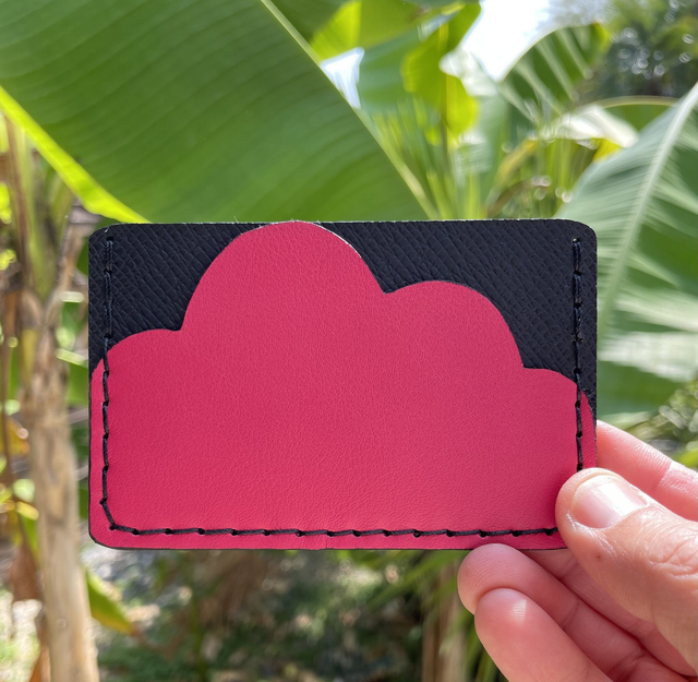 Porte-cartes Cloud rose/noir