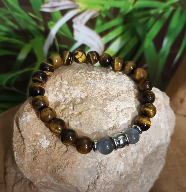 Bracelet en œil de tigre et labradorite