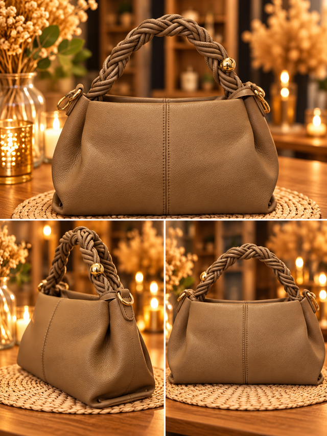 Sac à main tressé – Taupe
