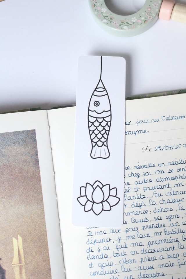 Marque-page « Fleurs asiatiques » à colorier