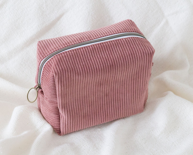 Trousse toilette velours - Vieux Rose