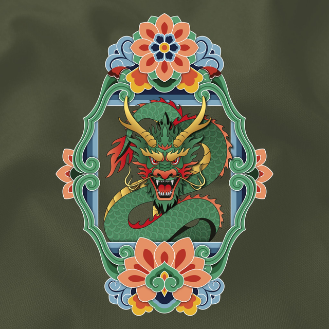 Hoodie Dancheong 단청 - UNISEXE Army