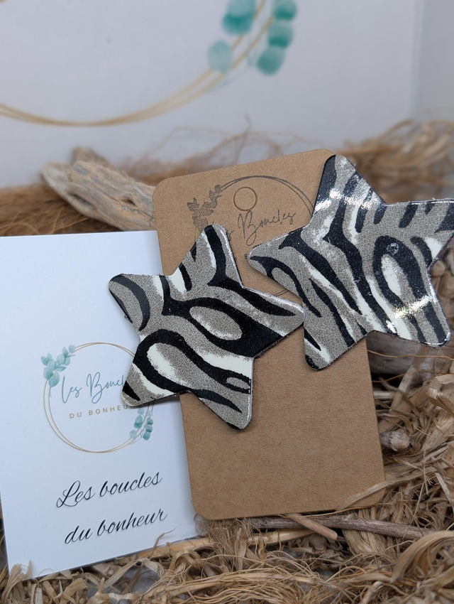 Boucles d&#039;oreilles Étoile zèbre st066