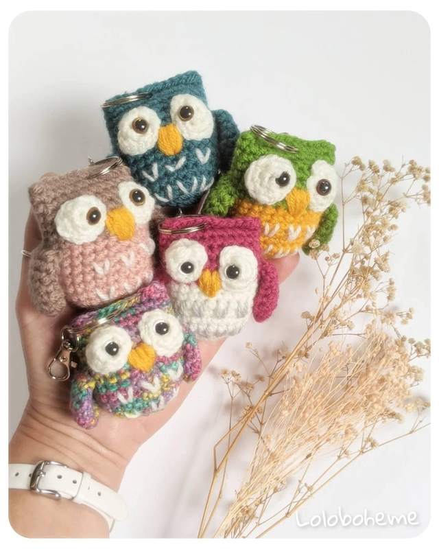 Porte-clef hiboux et pochette