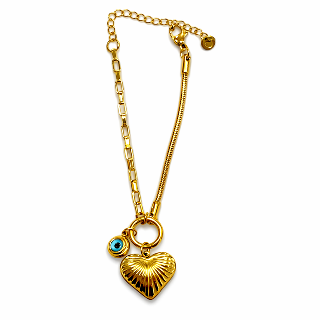 Pulsera acero dorado corazón 