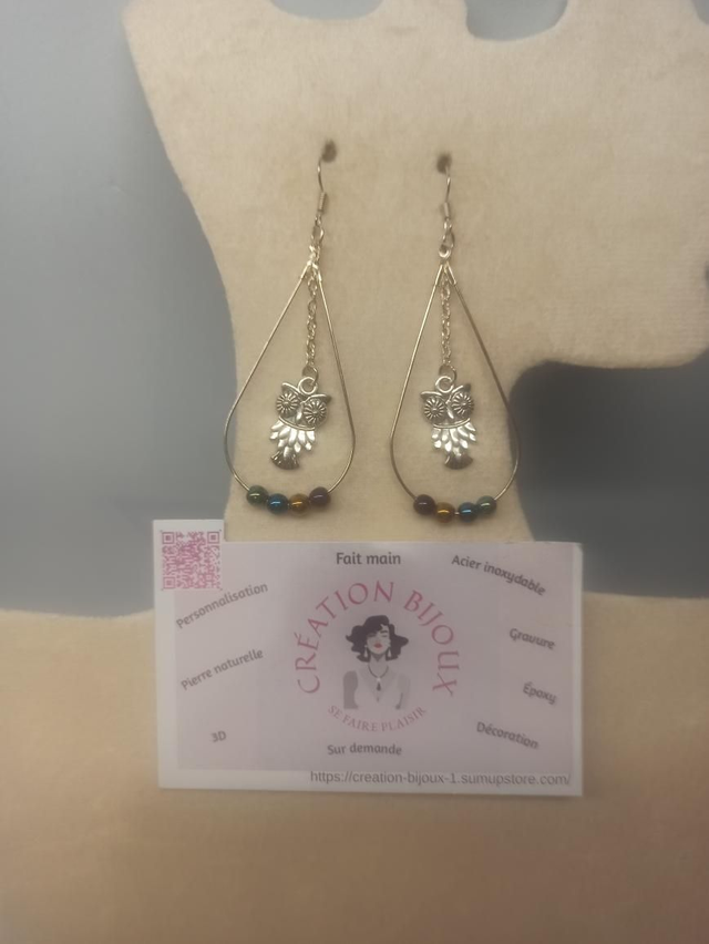 Boucle d'oreille chouette 