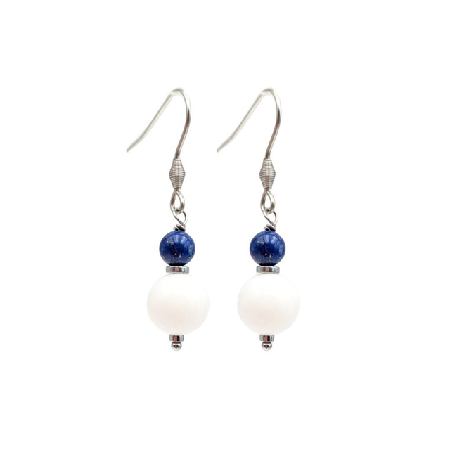 Boucles d'oreilles Lapis lazuli Coquillage Acier Argenté