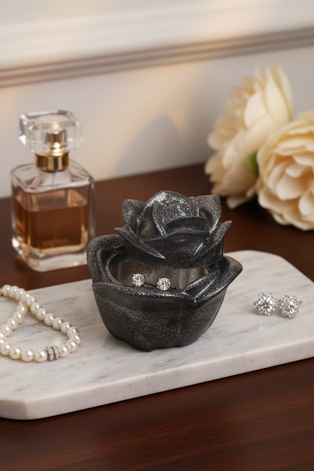 Boite à secrets -Fleur anthracite