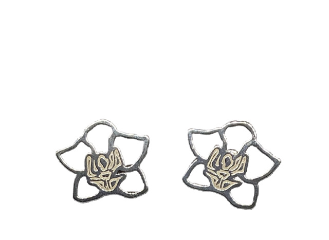 Orchid Sterling Silver Earrings Studs 