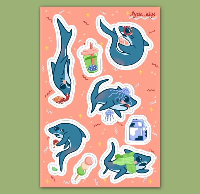 Requin renard - planche de stickers