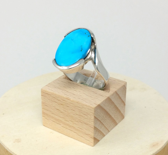 Bague pour femme en turquoise ovale taille 54 - 2538