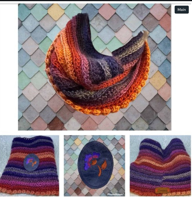 Tawny and Purple Cowl and Brooch