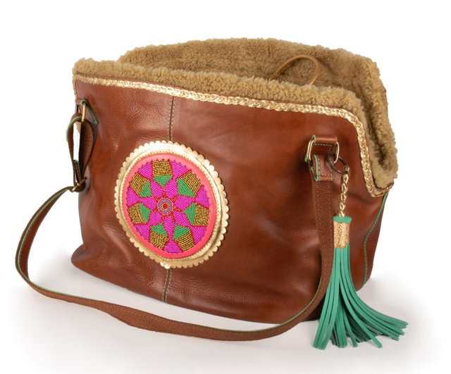 Pink Mandala Leder Hundetasche