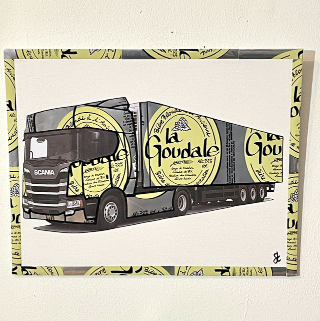 Tableau Camion réalisé avec des canettes recyclées 