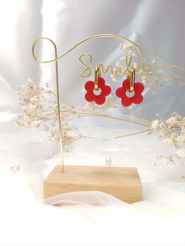 Boucles d'Oreilles "Rouge Fleurie"