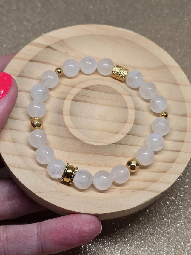 Bracelet Pierre de lune bleutée 0,8 cm