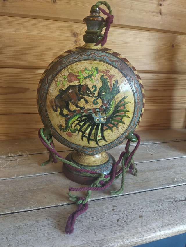 Early 20th century Italian polychromatic Pucci pottery flask 