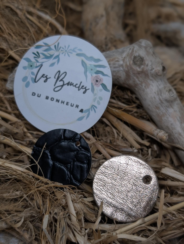 Pampilles rondes noire doré rose pam027