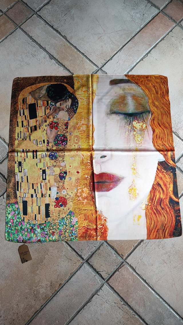 Foulard quadrato Il Bacio di Gustav Klimt + ritratto