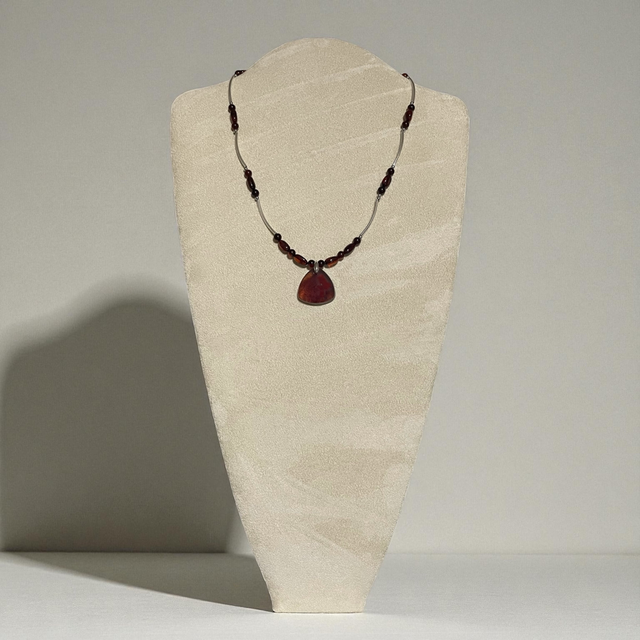 Indonesian blue amber and sterling silver necklace