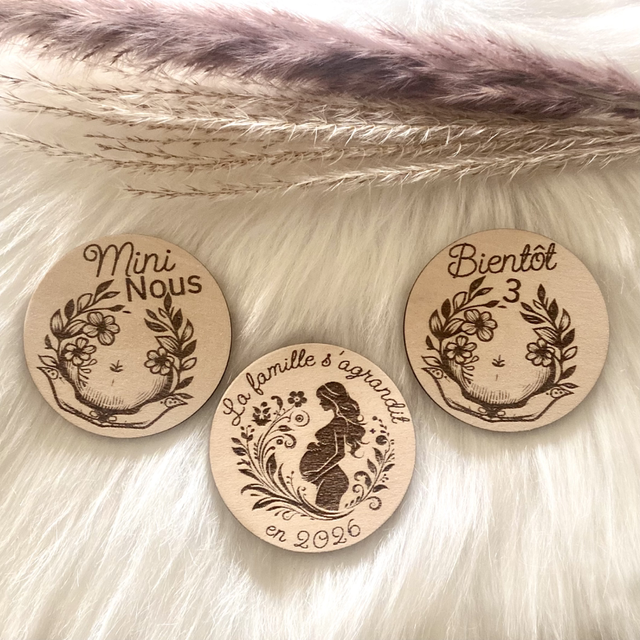 Magnet annonce naissance en bois