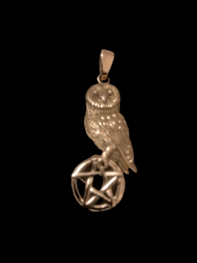 Lisa Parker Bronze Owl on Pentagram Pendant Only