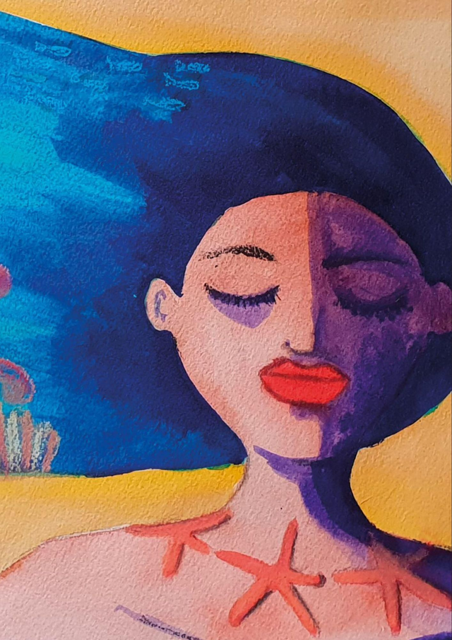 Affiche A4 femme océan