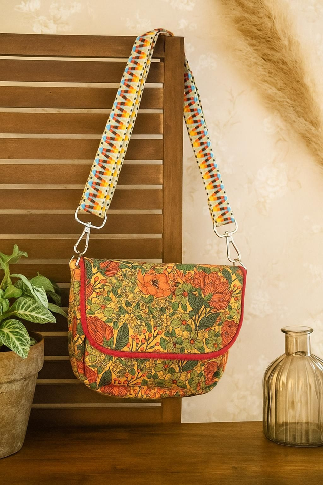 Besace en liège fleuri