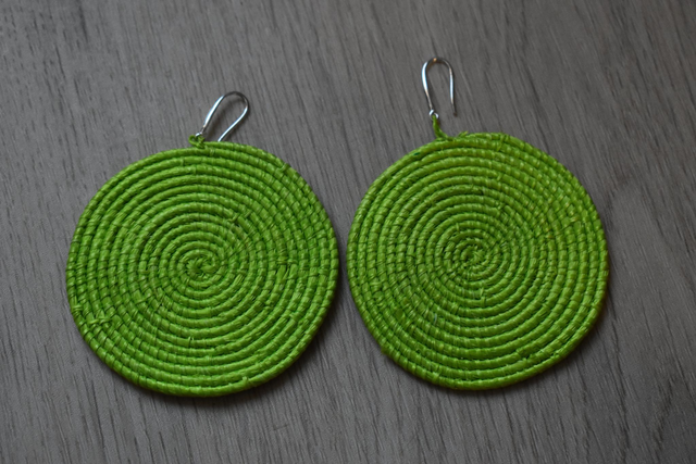 Boucles d'oreilles sisal - vert pomme