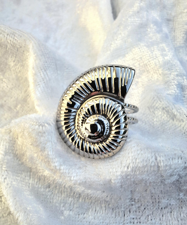 Diannah-Bague coquillage spirale argenté